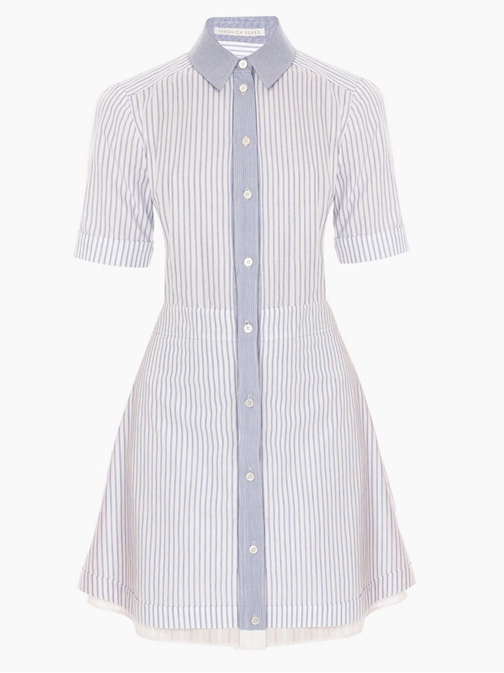 Veronica Beard Blue and White Striped Mini Shirt Dress